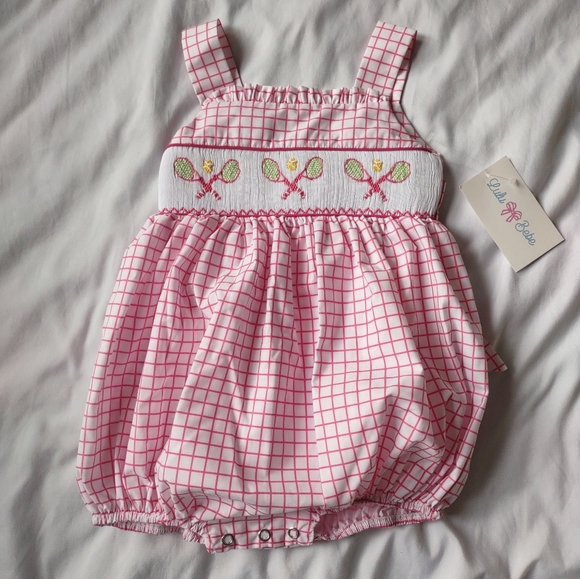 Lulu Bebe Gigi Tennis Smocked Bubble NWT - Picture 1 of 5